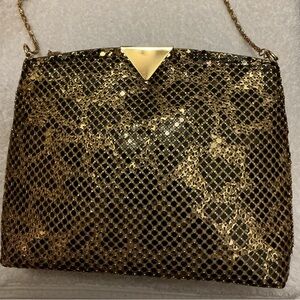 Vintage Chic Gold Mesh Clutch with Chain Strap